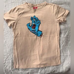 Santa Cruz Skater Beige T-Shirt with Screaming Hand